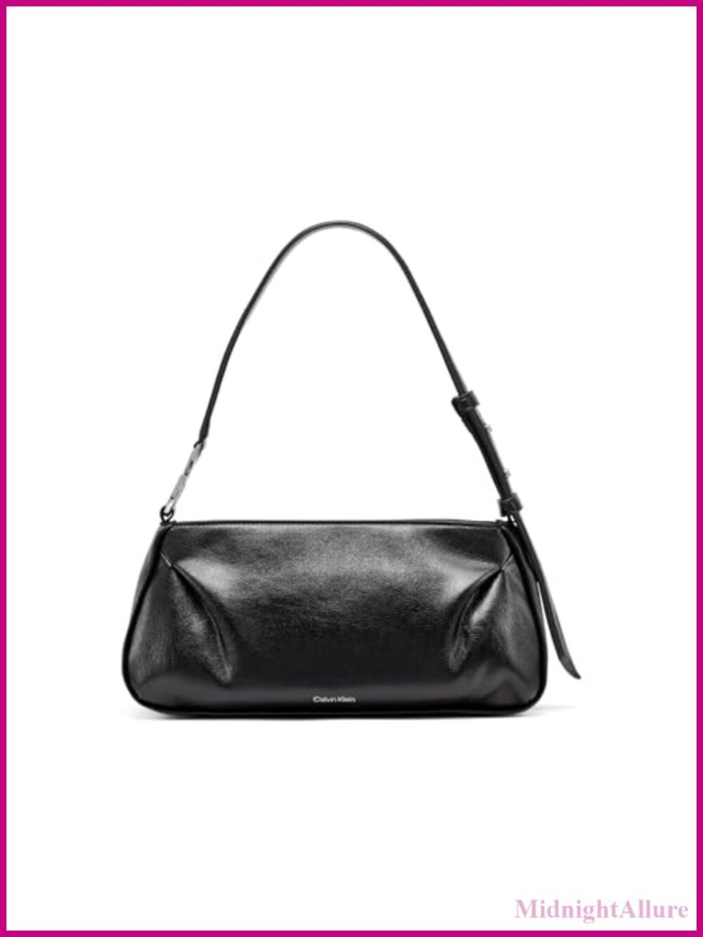 Vegan Leather Baguette Shoulder Bag Zip Top Handbag Everyday Purse